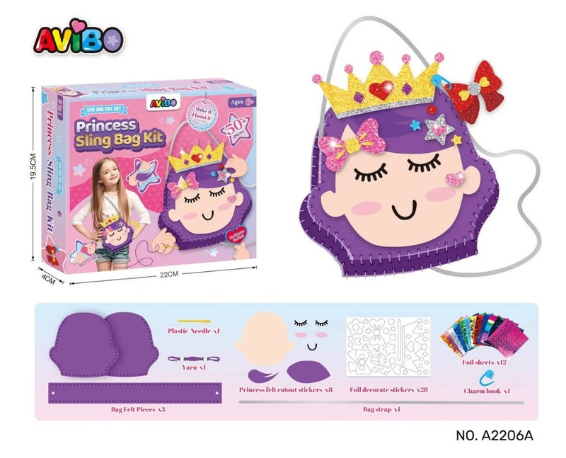Princess Craft Bag for Kids A sewing and decorating 50 pieces kit to create a shiny and unique bag, promoting creativity and skills and providing hours of fun and accomplishment